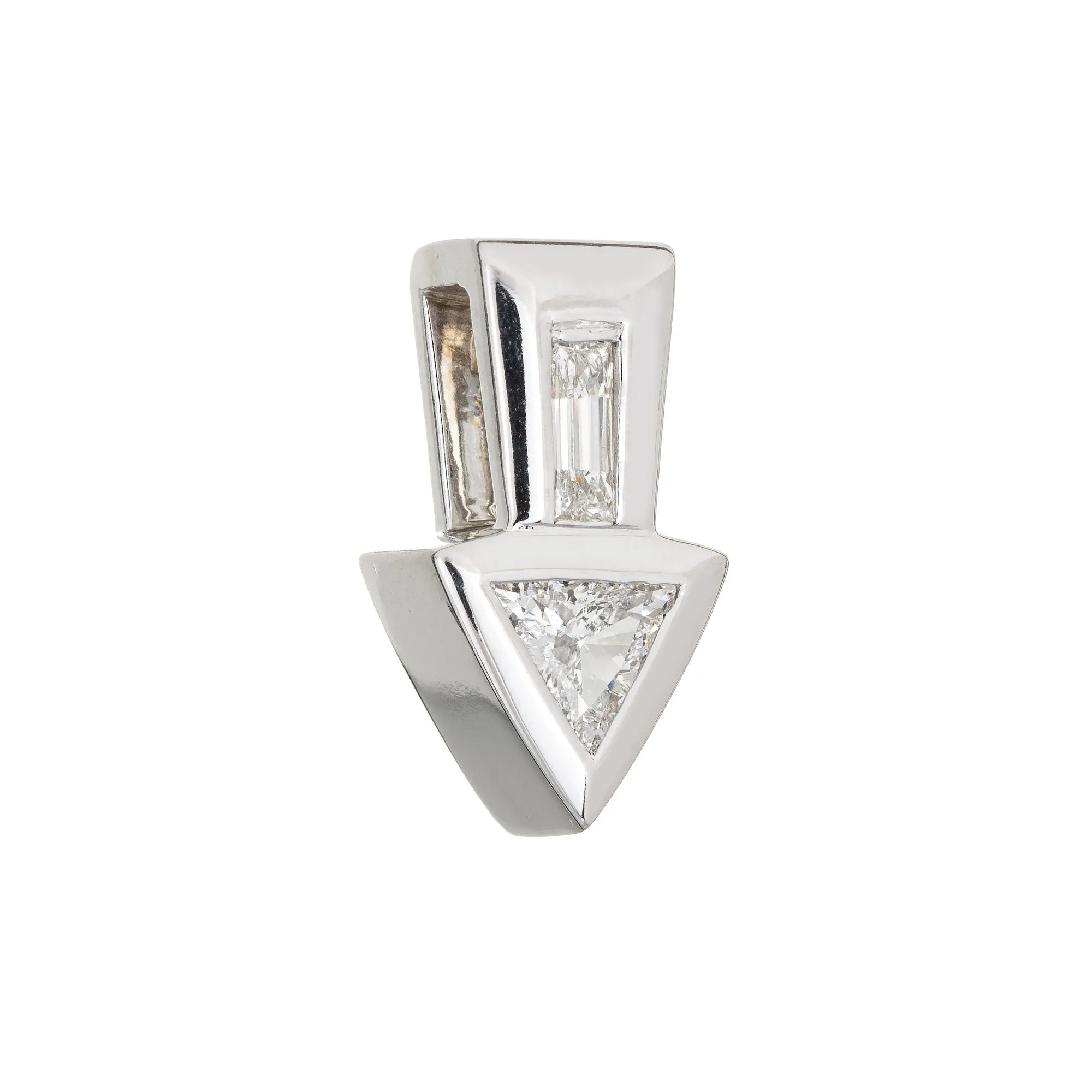 0.57ct Diamond Arrow Pendant Estate 14k White Gold Charm Fine Vintage Jewelry