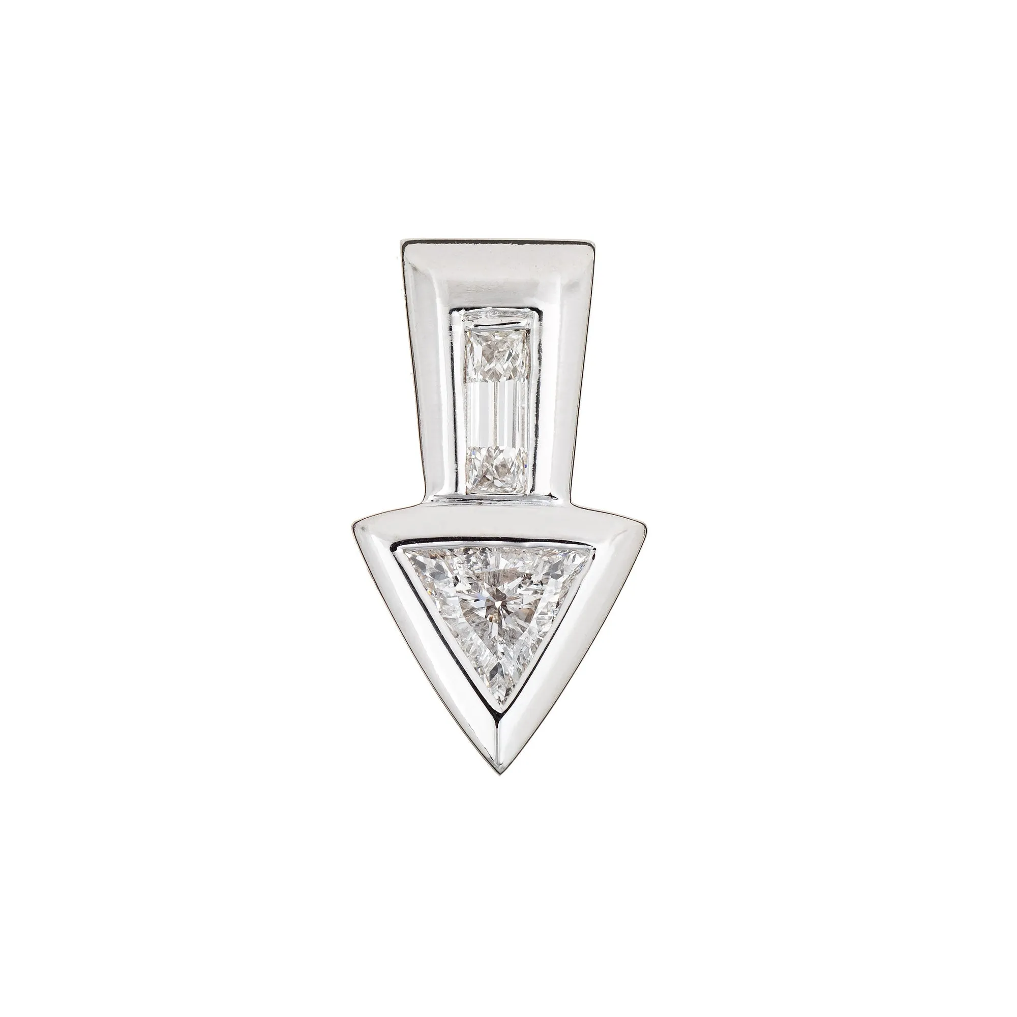 0.57ct Diamond Arrow Pendant Estate 14k White Gold Charm Fine Vintage Jewelry
