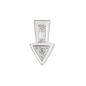 0.57ct Diamond Arrow Pendant Estate 14k White Gold Charm Fine Vintage Jewelry