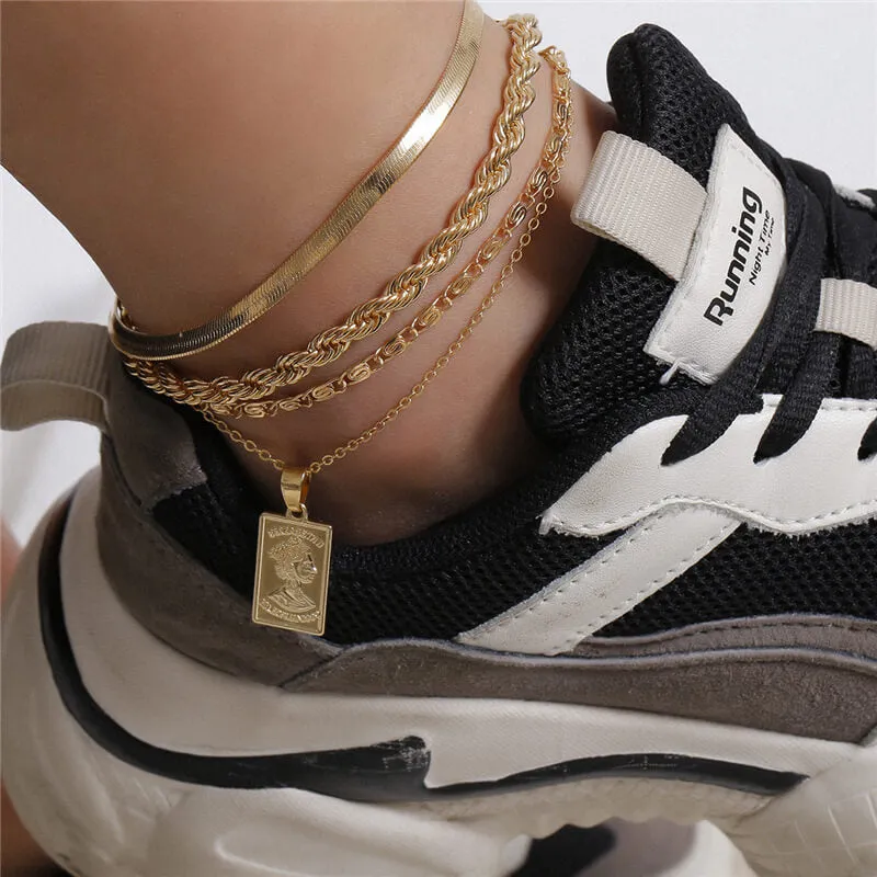 10 Pieces) Wholesale 4pcs/set Women Hip-hop Style Anklet Set