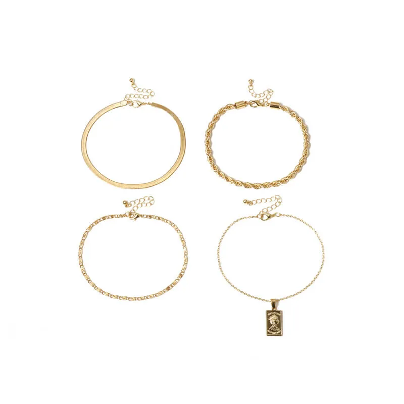 10 Pieces) Wholesale 4pcs/set Women Hip-hop Style Anklet Set
