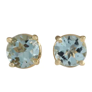 1.06 Carat Natural Aquamarine 14K Yellow Gold Earrings
