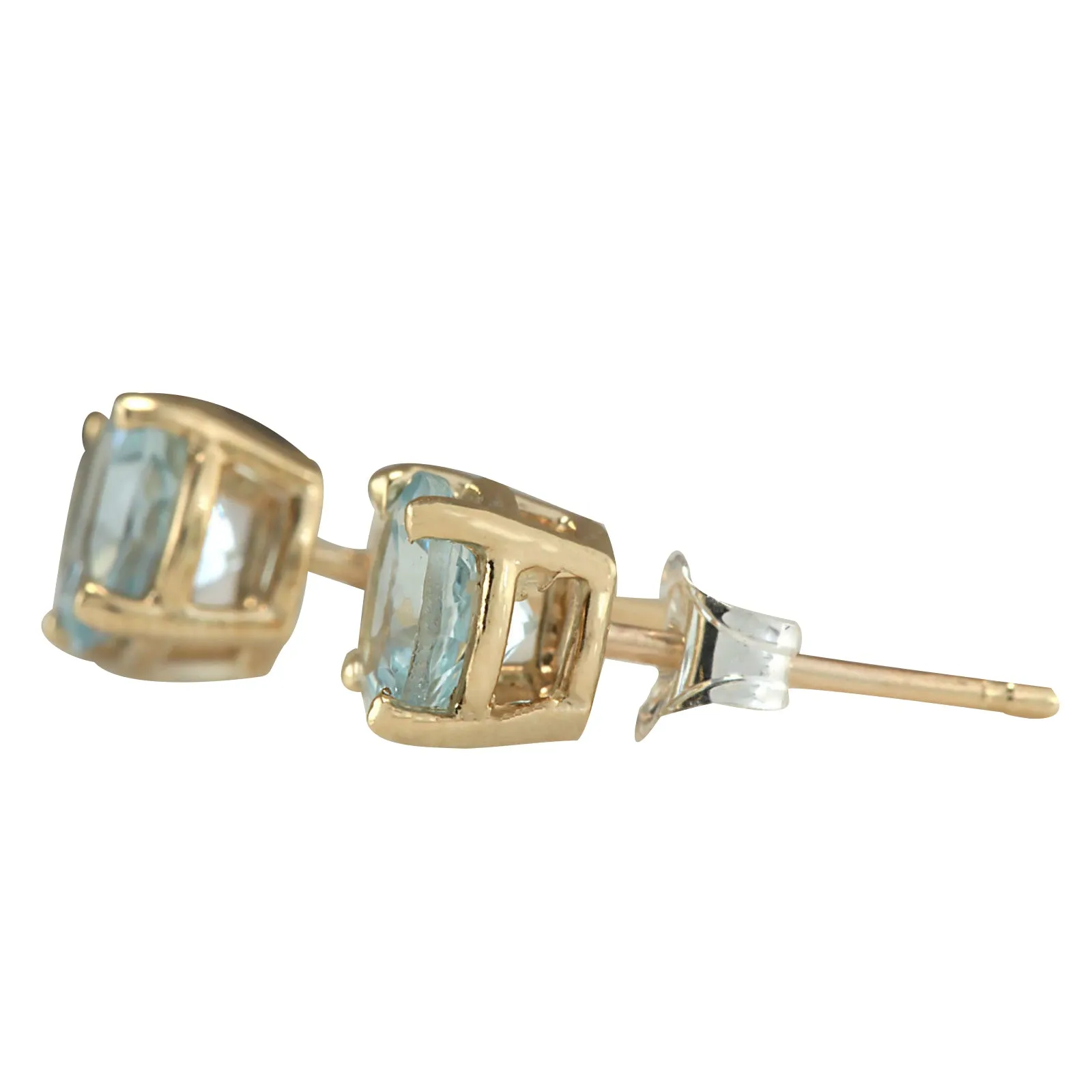 1.06 Carat Natural Aquamarine 14K Yellow Gold Earrings