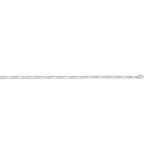 10k, 14k White Gold Figaro Link 2.4 mm Italian Anklet