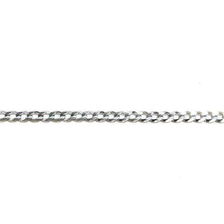 10k, 14k White Gold Solid Open Link Curb 3.0 mm Italian Anklet