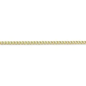 10k, 14k Yellow Gold Solid Open Link Curb 2.4 mm Italian Anklet