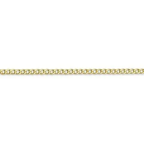 10k, 14k Yellow Gold Solid Open Link Curb 2.4 mm Italian Anklet