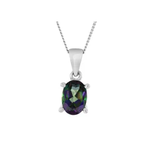 10K Gold Oval Mystic Topaz Solitaire Pendant