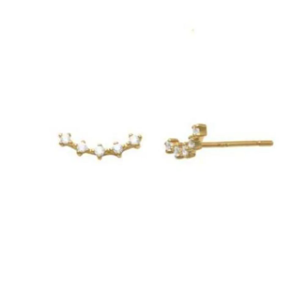 10k Solid Gold Tiny CZ Curved Crawler