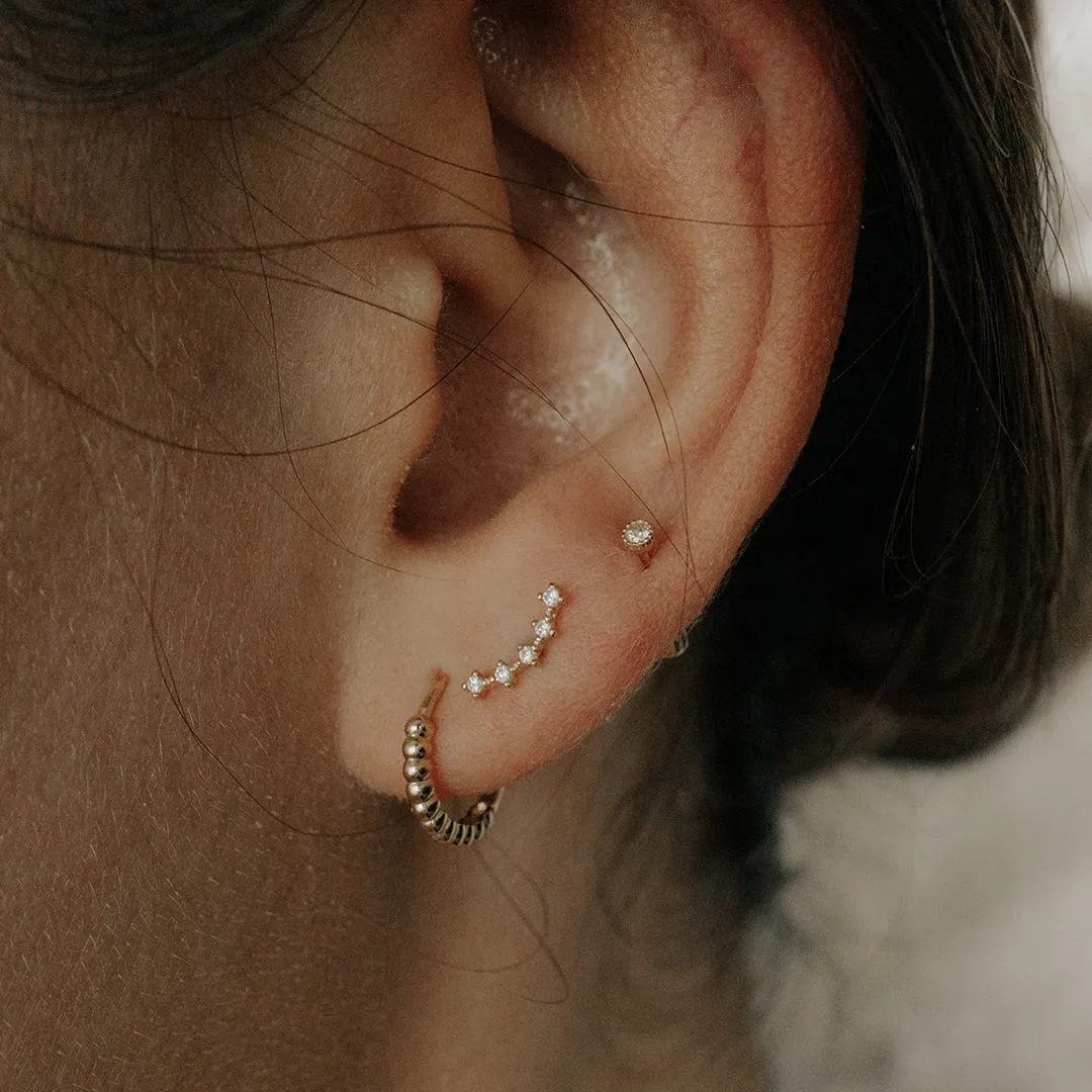 10k Solid Gold Tiny CZ Curved Crawler