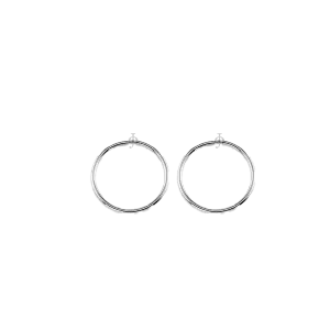 10K White Gold 17mm Sleeper Earrings