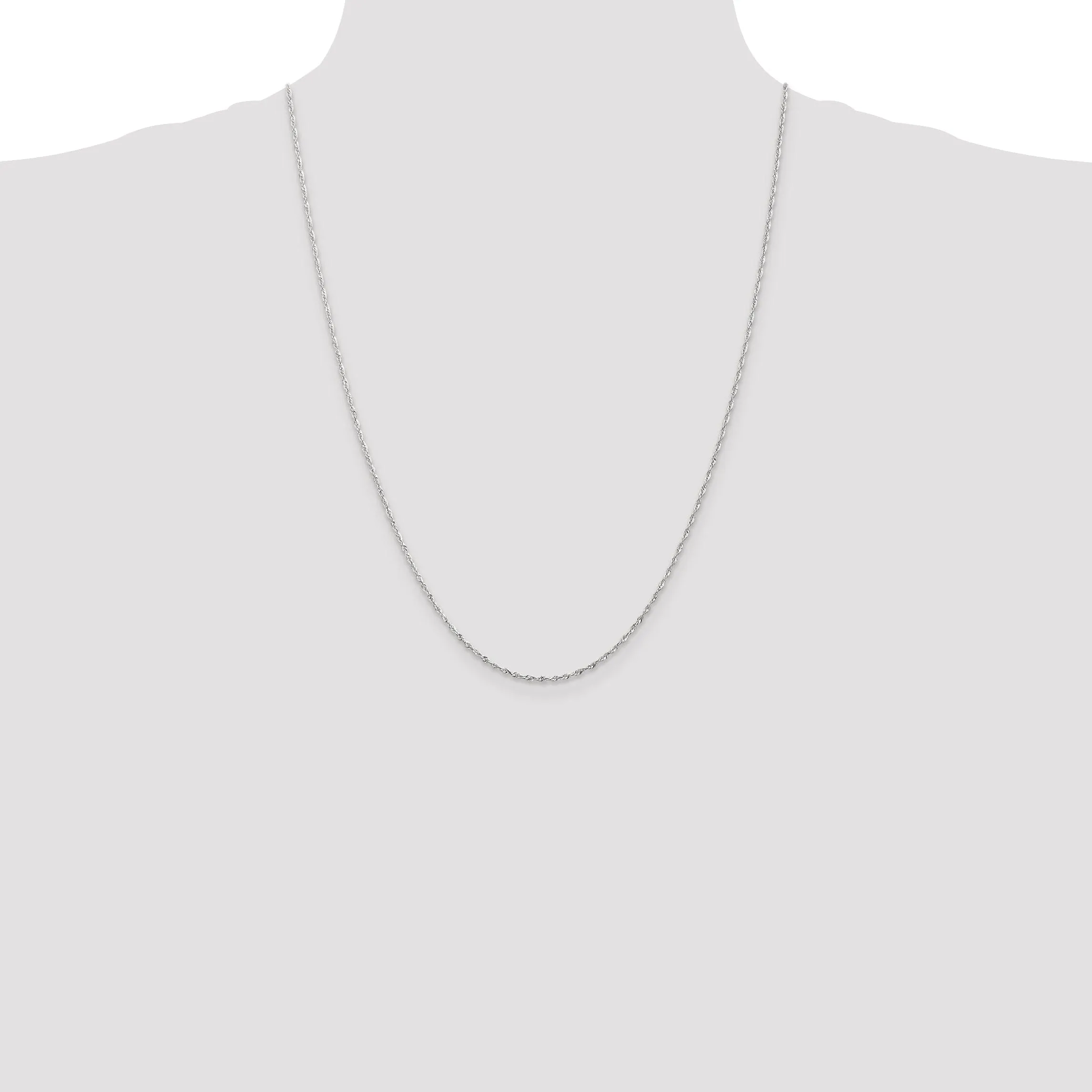 10K White Gold 2.5mm D.C Lightweight Rope Chain
