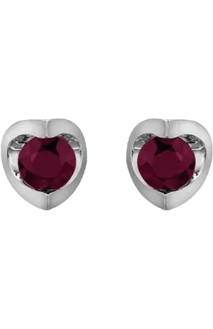 10K White Gold 4mm Ruby Earring 016