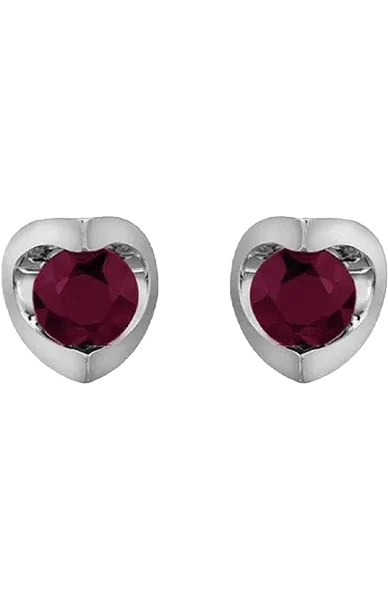 10K White Gold 4mm Ruby Earring 016