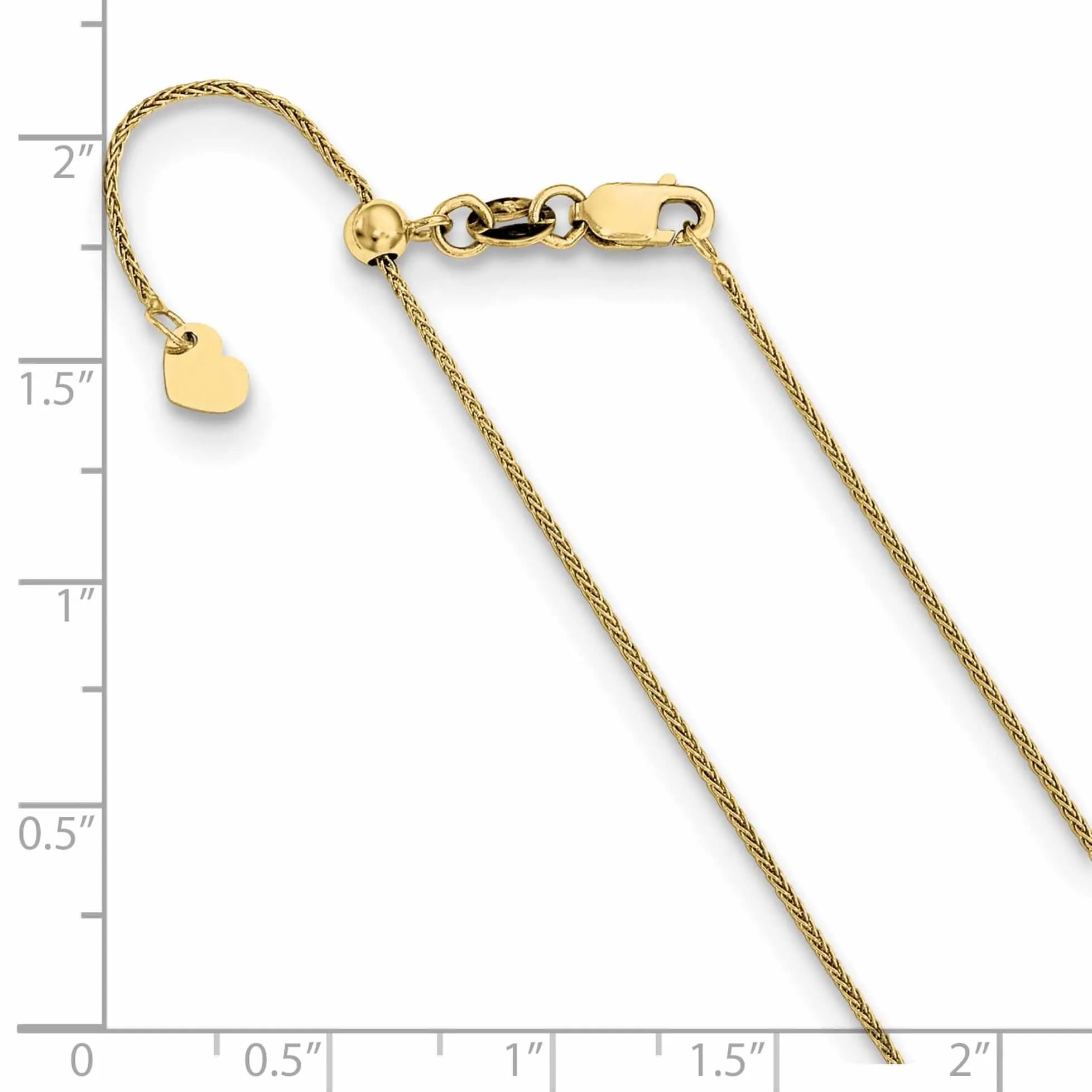 10k Yellow Gold 0.8 mm Adjustable Wheat Chain