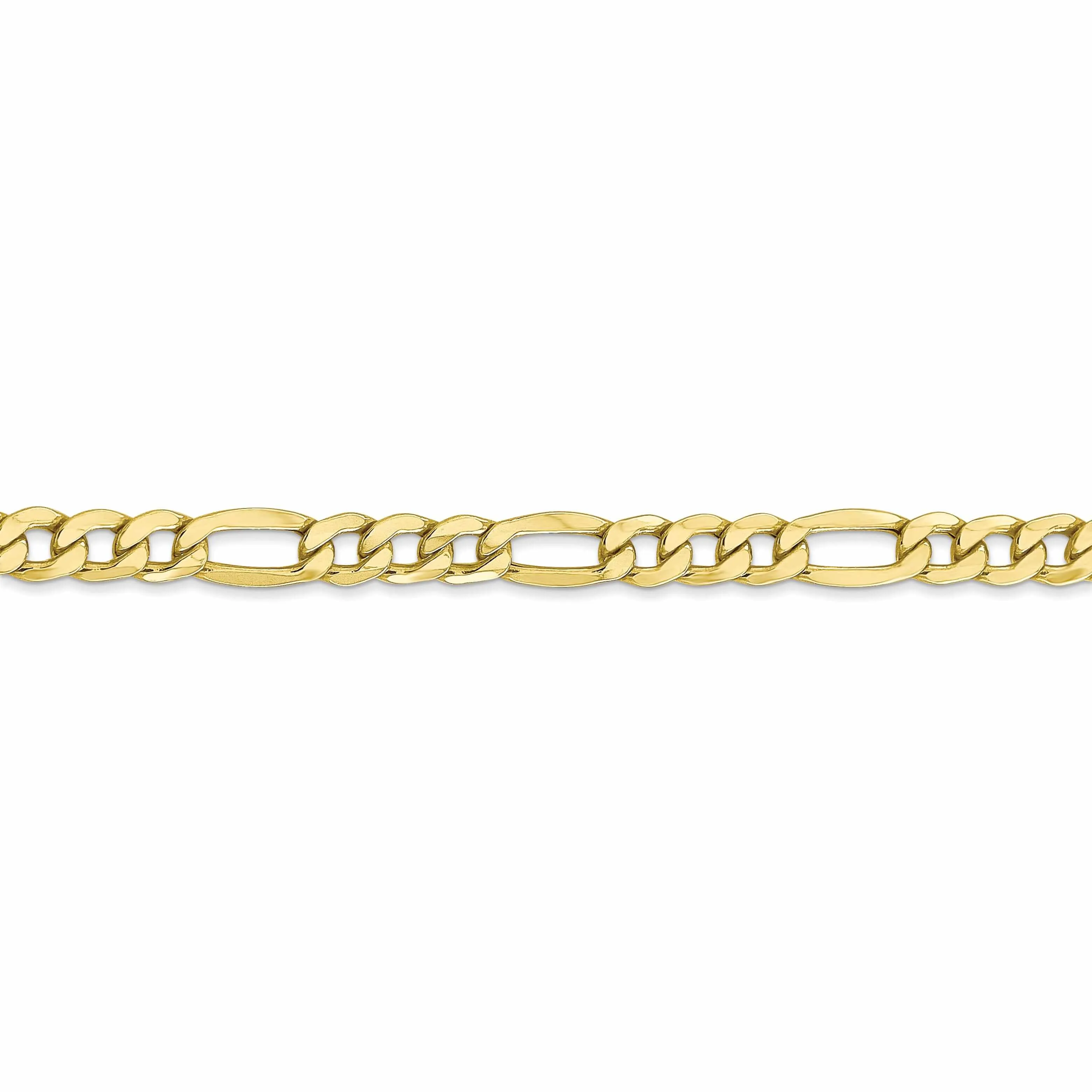 10k Yellow Gold 5.35mm Semi-Solid Figaro Chain