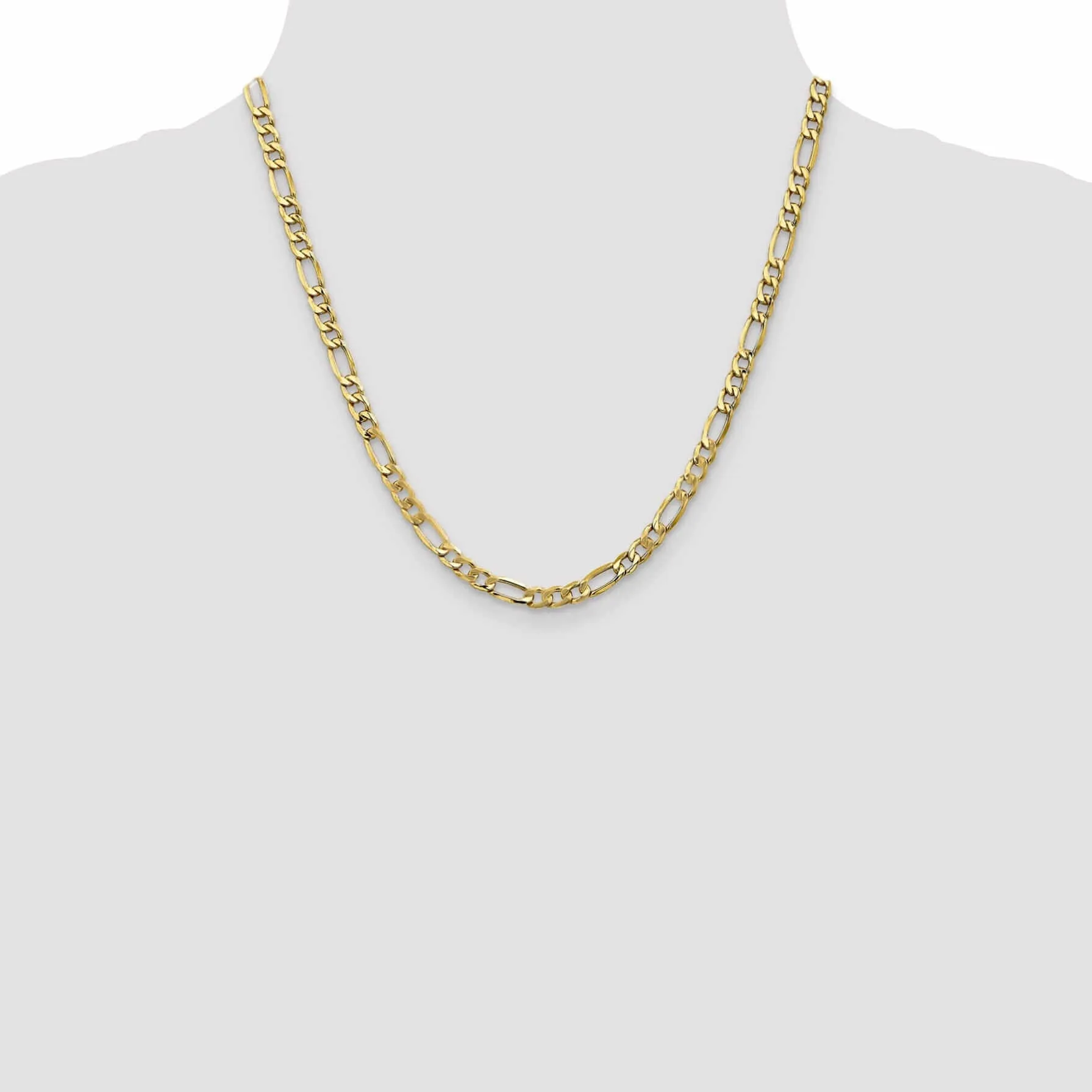 10k Yellow Gold 5.35mm Semi-Solid Figaro Chain