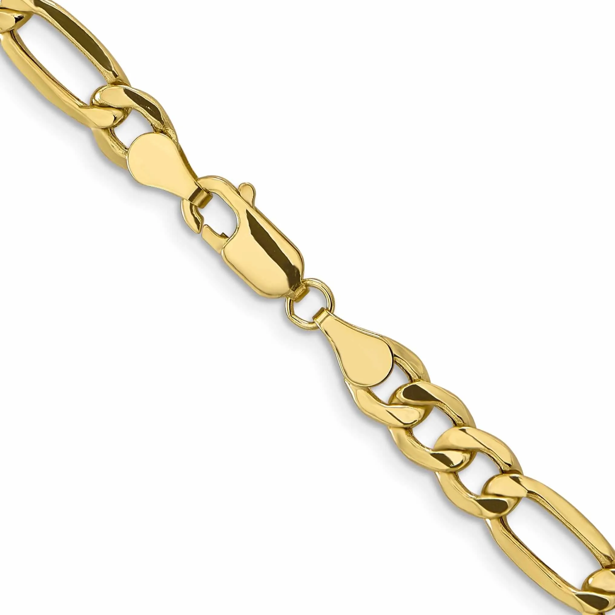 10k Yellow Gold 6.6mm Semi-Solid Figaro Chain