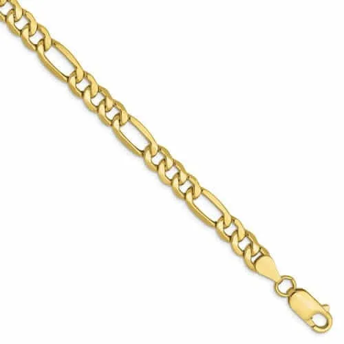 10k Yellow Gold 6.6mm Semi-Solid Figaro Chain