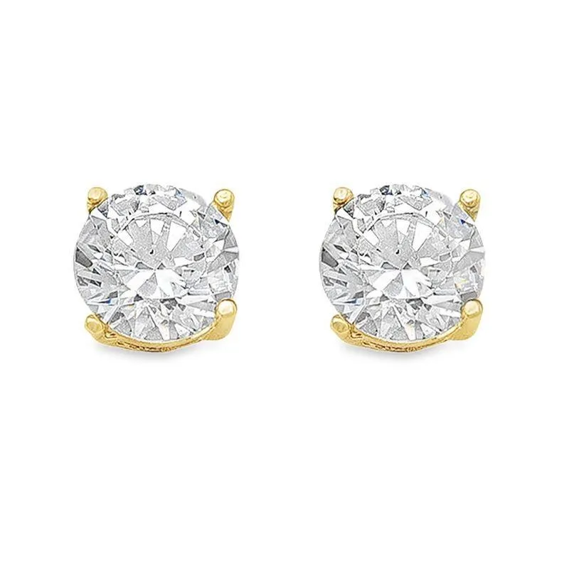 10K Yellow Gold 6mm CZ Stud Earrings