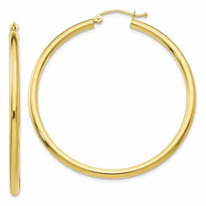 10k Yellow Gold Polished 2.5MM Round Hoop Earrings