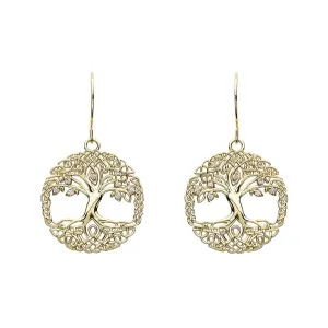10K Yellow Gold Tree of Life Earrings 10E660