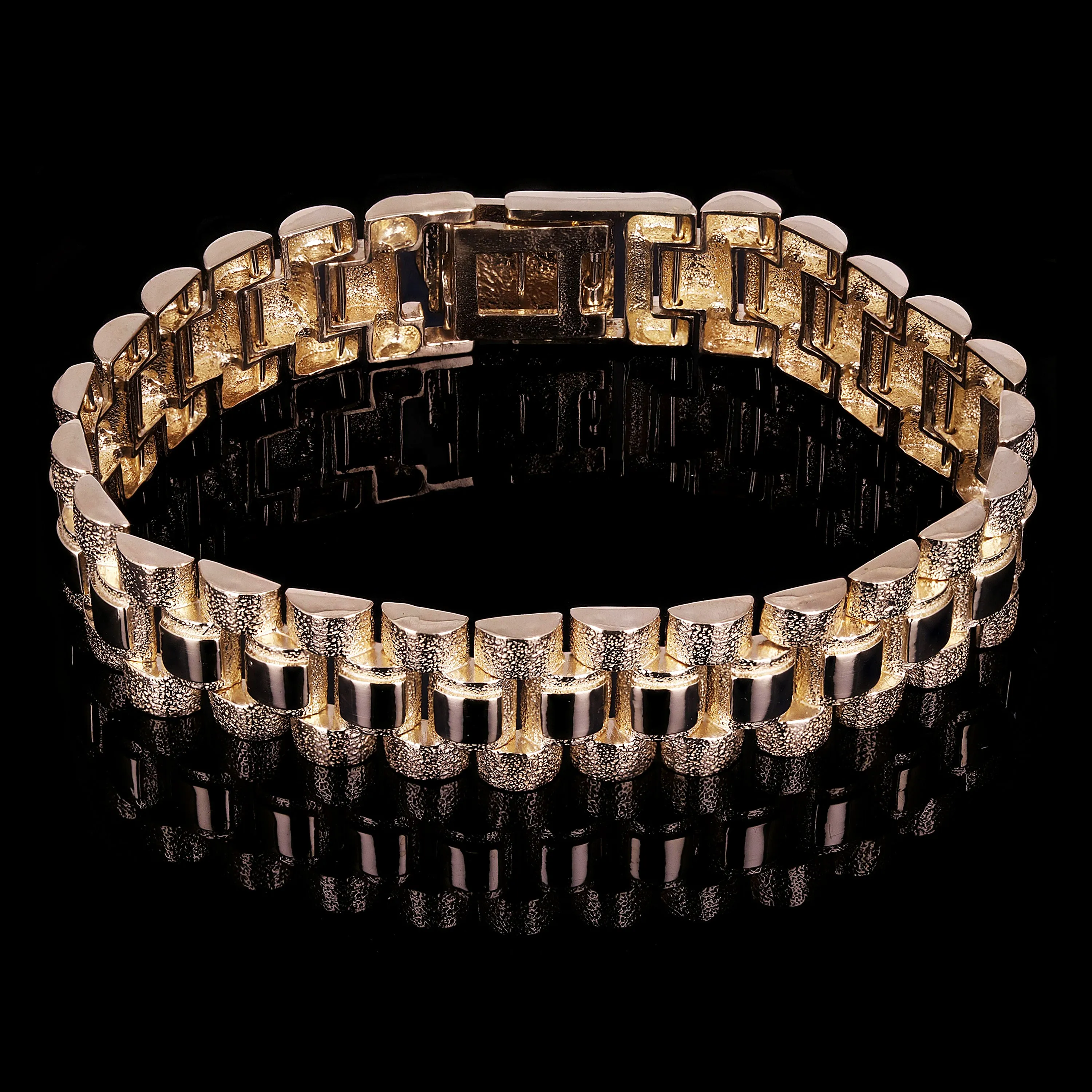 10k Yellow Gold Watch Link Chain Bracelet Adjustable 9-9.5" 14.8mm 40.3 grams