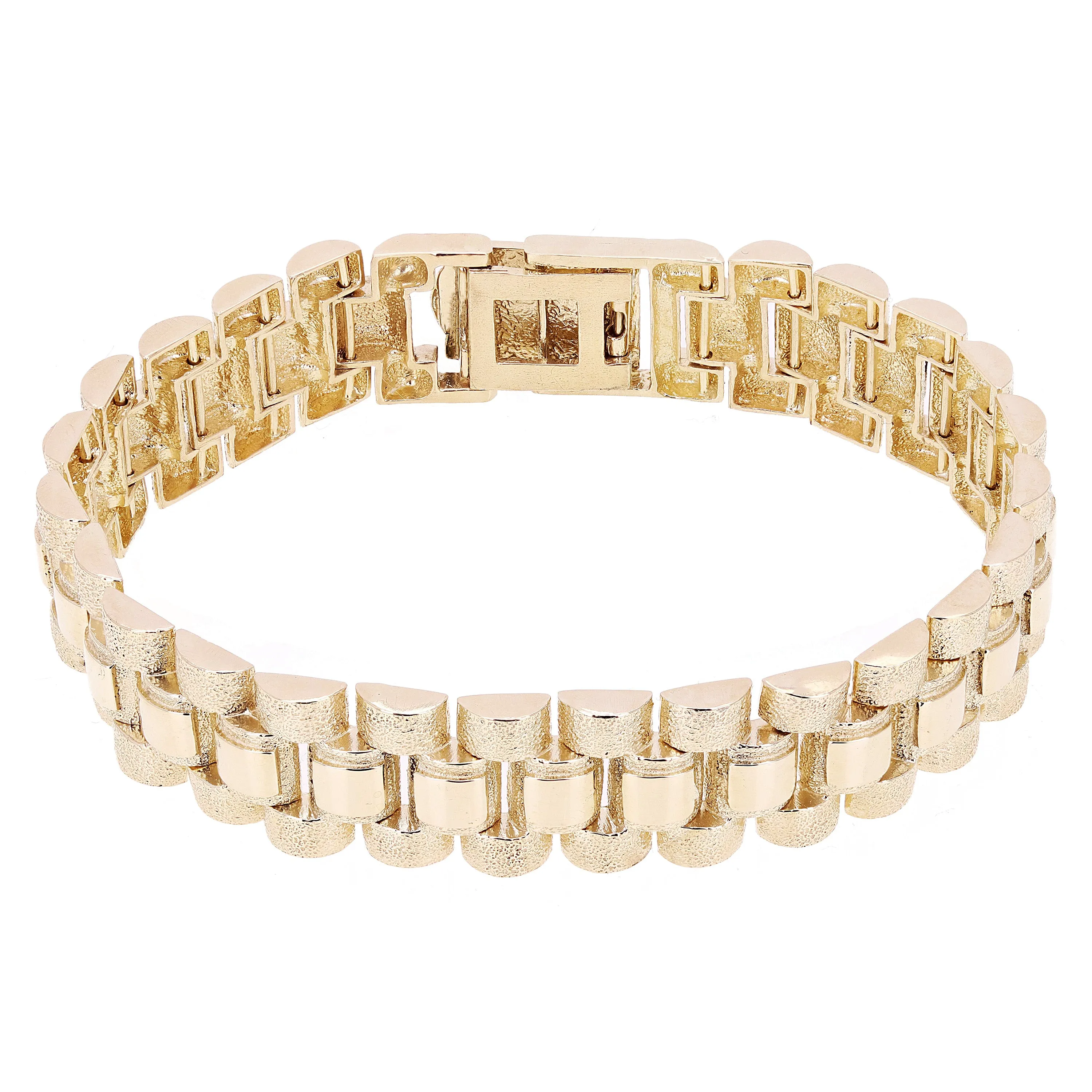 10k Yellow Gold Watch Link Chain Bracelet Adjustable 9-9.5" 14.8mm 40.3 grams
