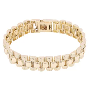 10k Yellow Gold Watch Link Chain Bracelet Adjustable 9-9.5" 14.8mm 40.3 grams