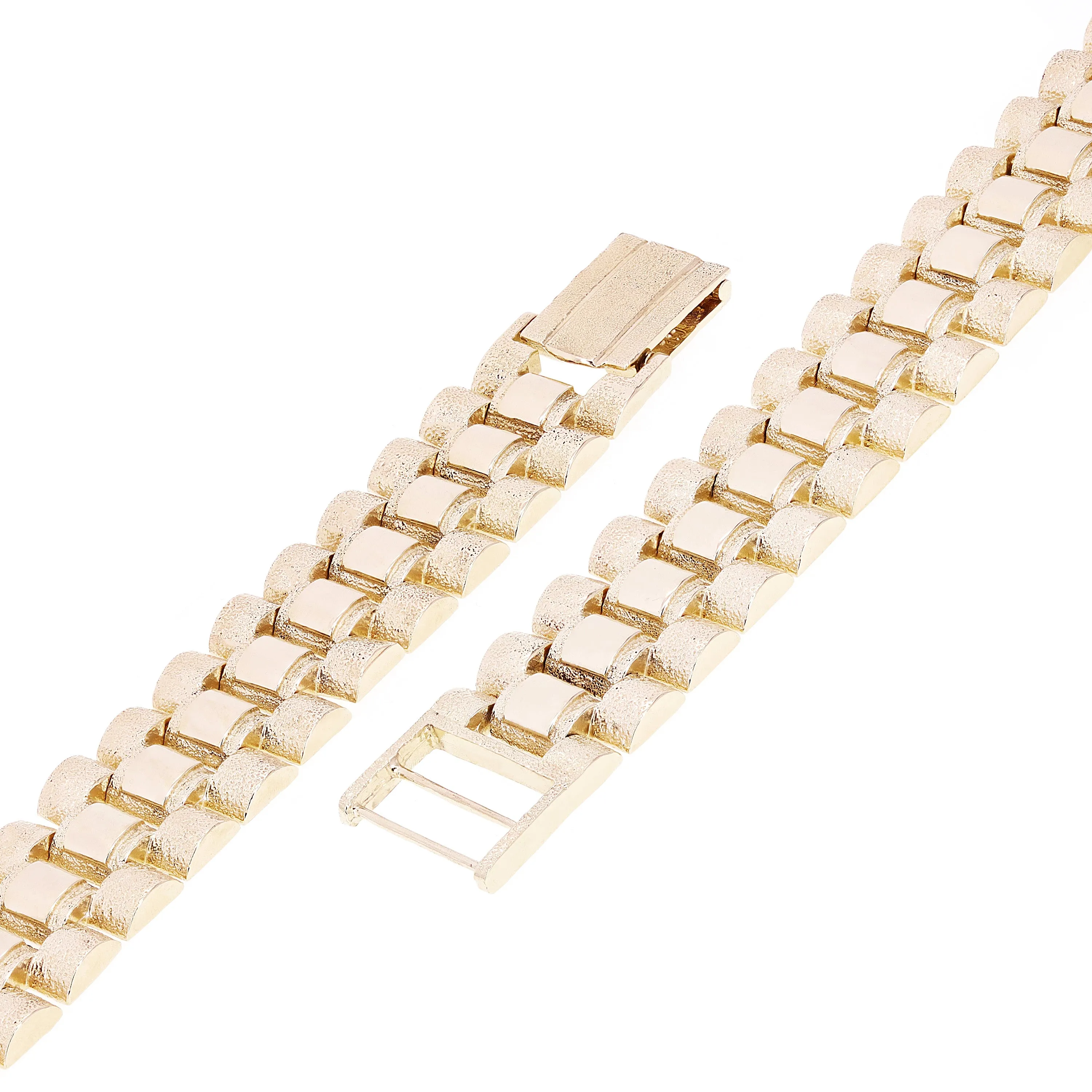 10k Yellow Gold Watch Link Chain Bracelet Adjustable 9-9.5" 14.8mm 40.3 grams