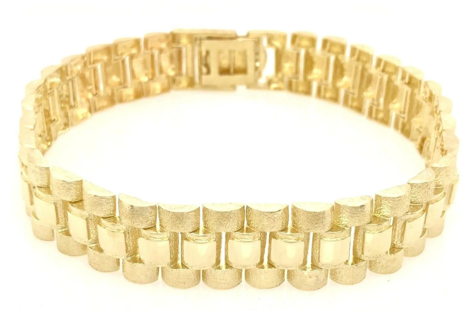 10k Yellow Gold Watch Link Chain Bracelet Adjustable 9" - 9.5" 14.8mm 35.7 grams