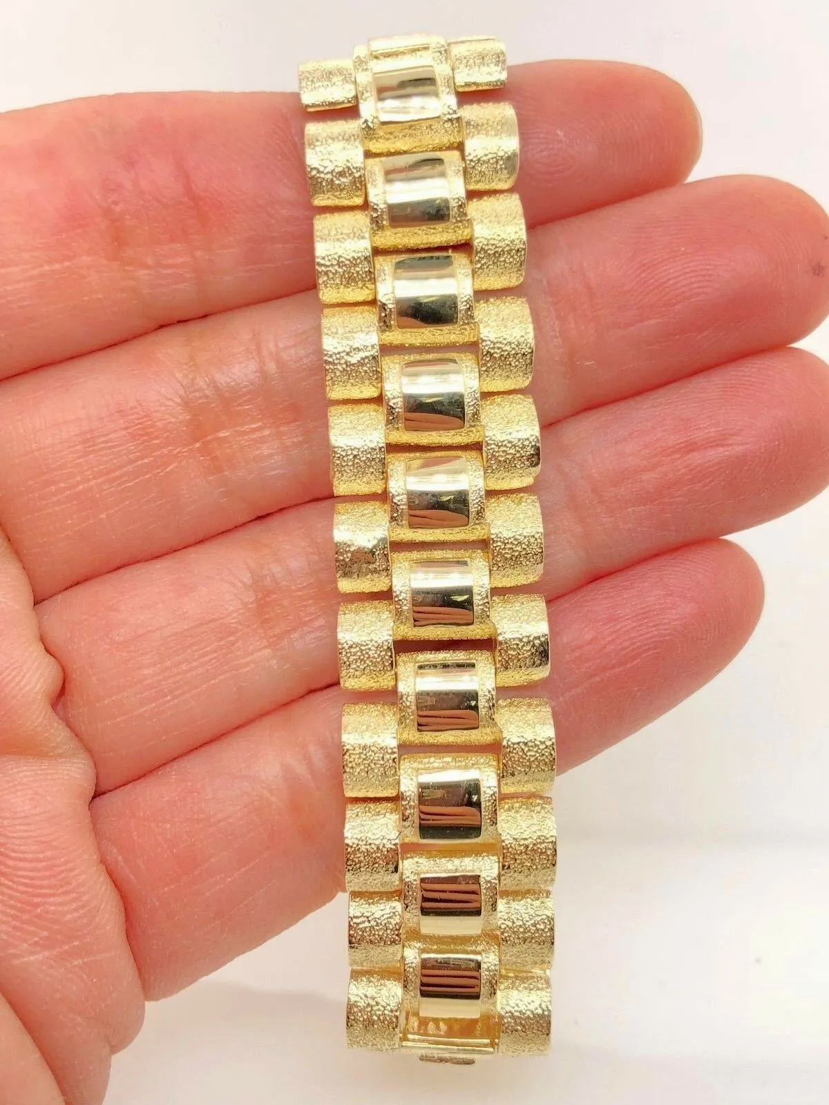 10k Yellow Gold Watch Link Chain Bracelet Adjustable 9" - 9.5" 14.8mm 35.7 grams
