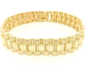 10k Yellow Gold Watch Link Chain Bracelet Adjustable 9" - 9.5" 14.8mm 35.7 grams