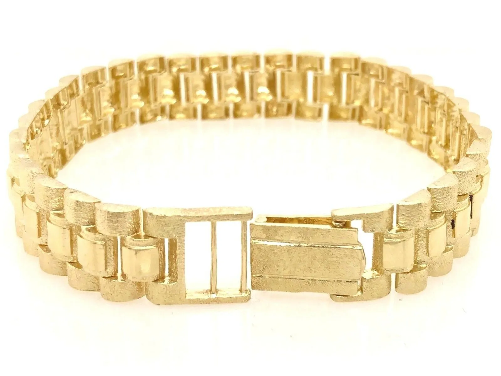 10k Yellow Gold Watch Link Chain Bracelet Adjustable 9" - 9.5" 14.8mm 35.7 grams