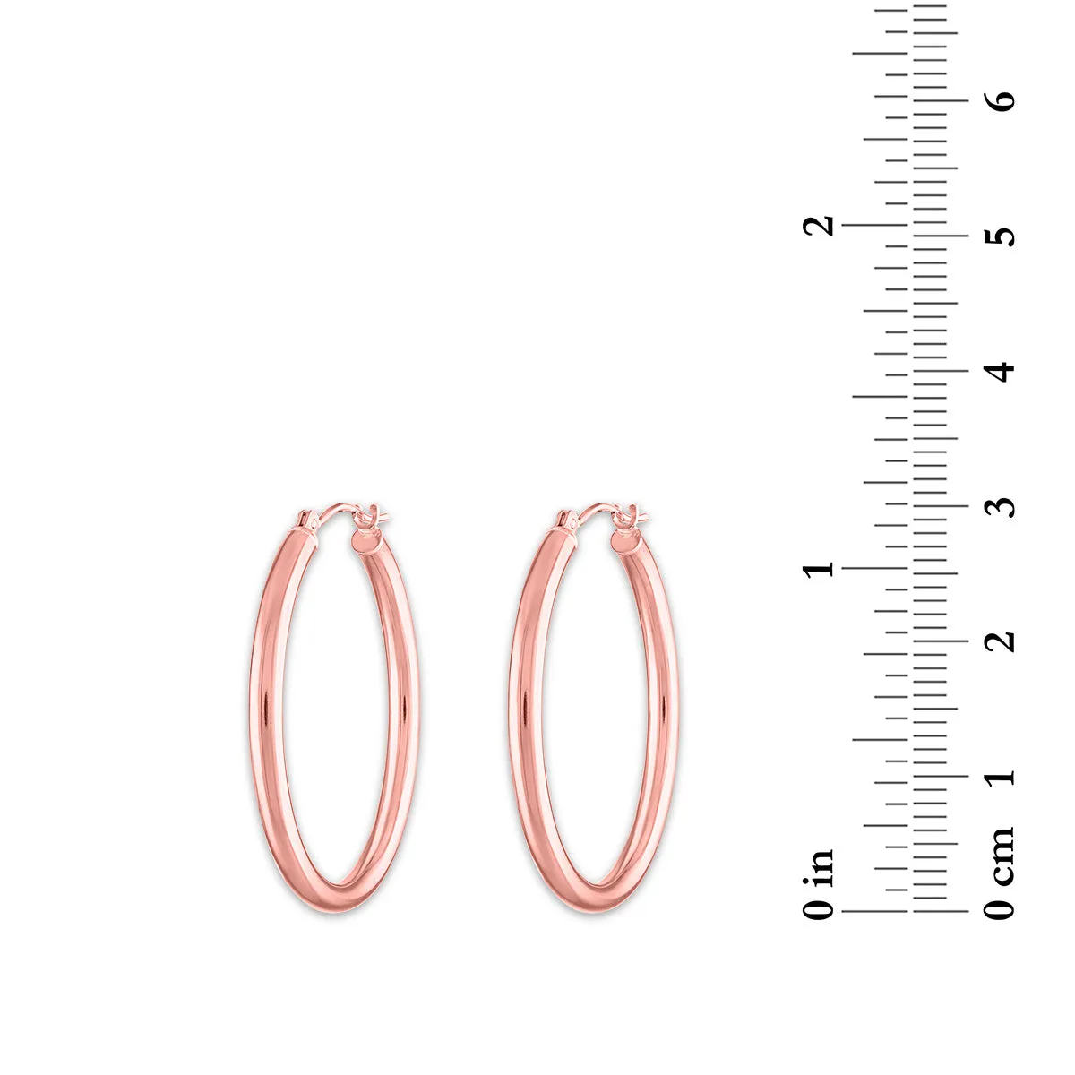 10KT Rose Gold 2.5X25MM Hoop Earrings