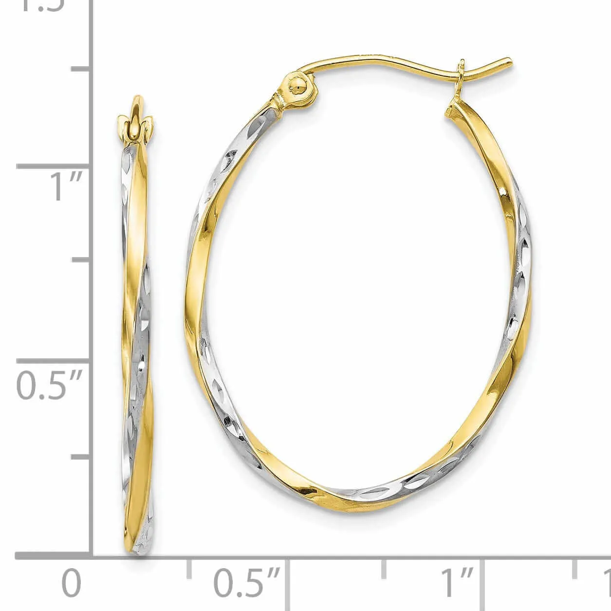 10kt Yellow Gold Oval Hinged Hoop Earrings