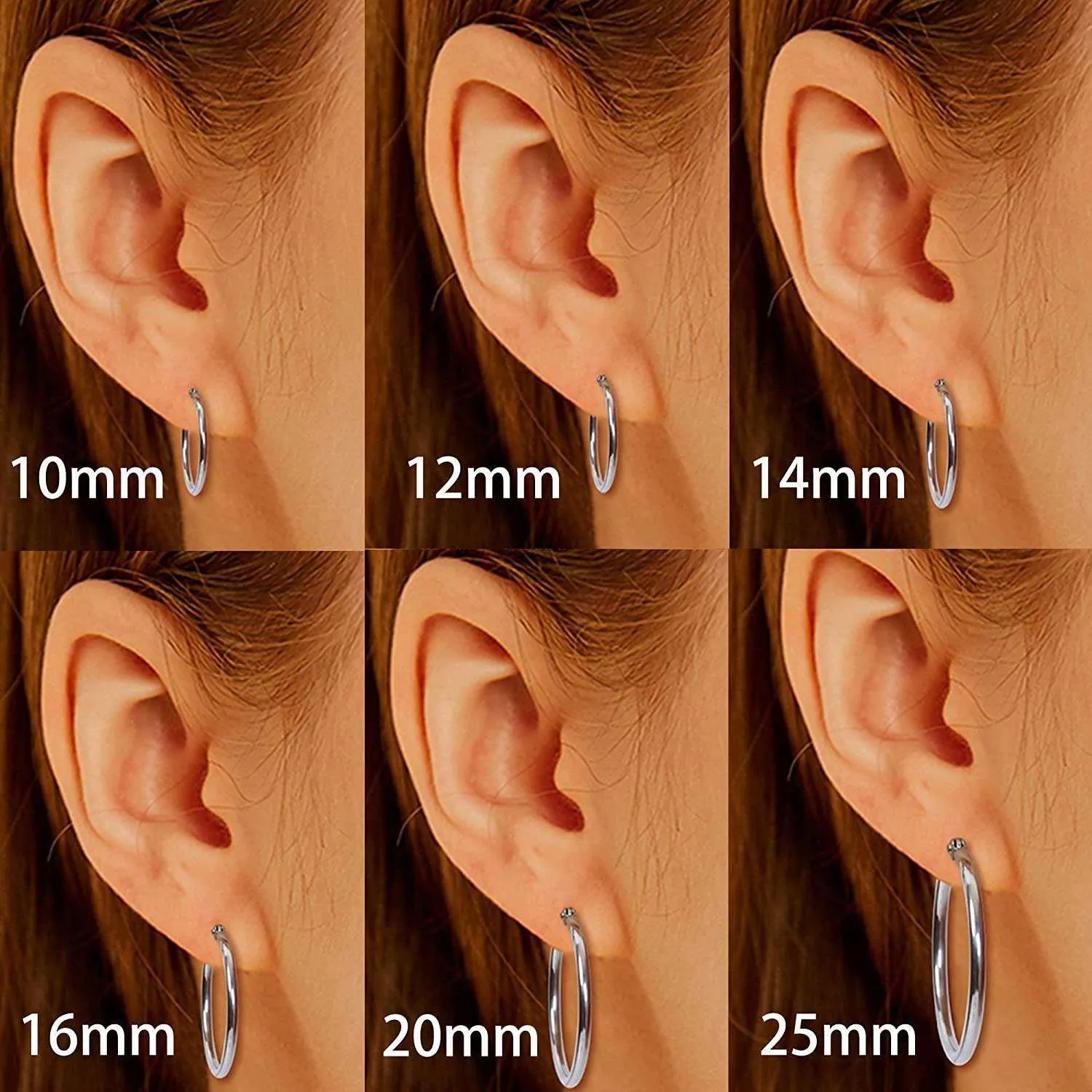 12Pairs Small Hoop Earrings For Women Men Hypoallergenic Stainless Steel Earrings Clasp Nickle Free Earrings Set 10/12/14/16/20/25mm