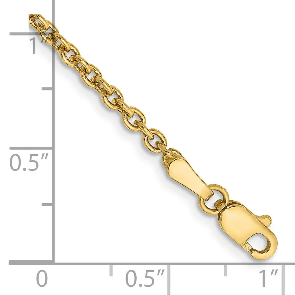 14K 10 inch 2.2mm Forzantine Cable with Lobster Clasp Anklet