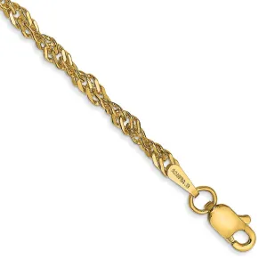 14K 10 inch 2.75mm Lightweight Singapore with Lobster Clasp Anklet