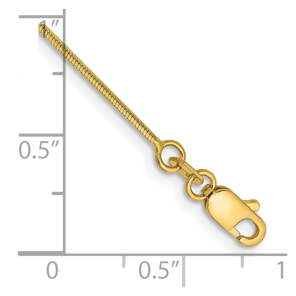 14K 10 inch .8mm Octagonal Snake with Lobster Clasp Anklet