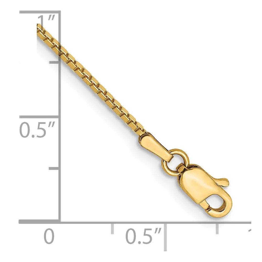 14K 9 inch 1.05mm Box with Lobster Clasp Anklet