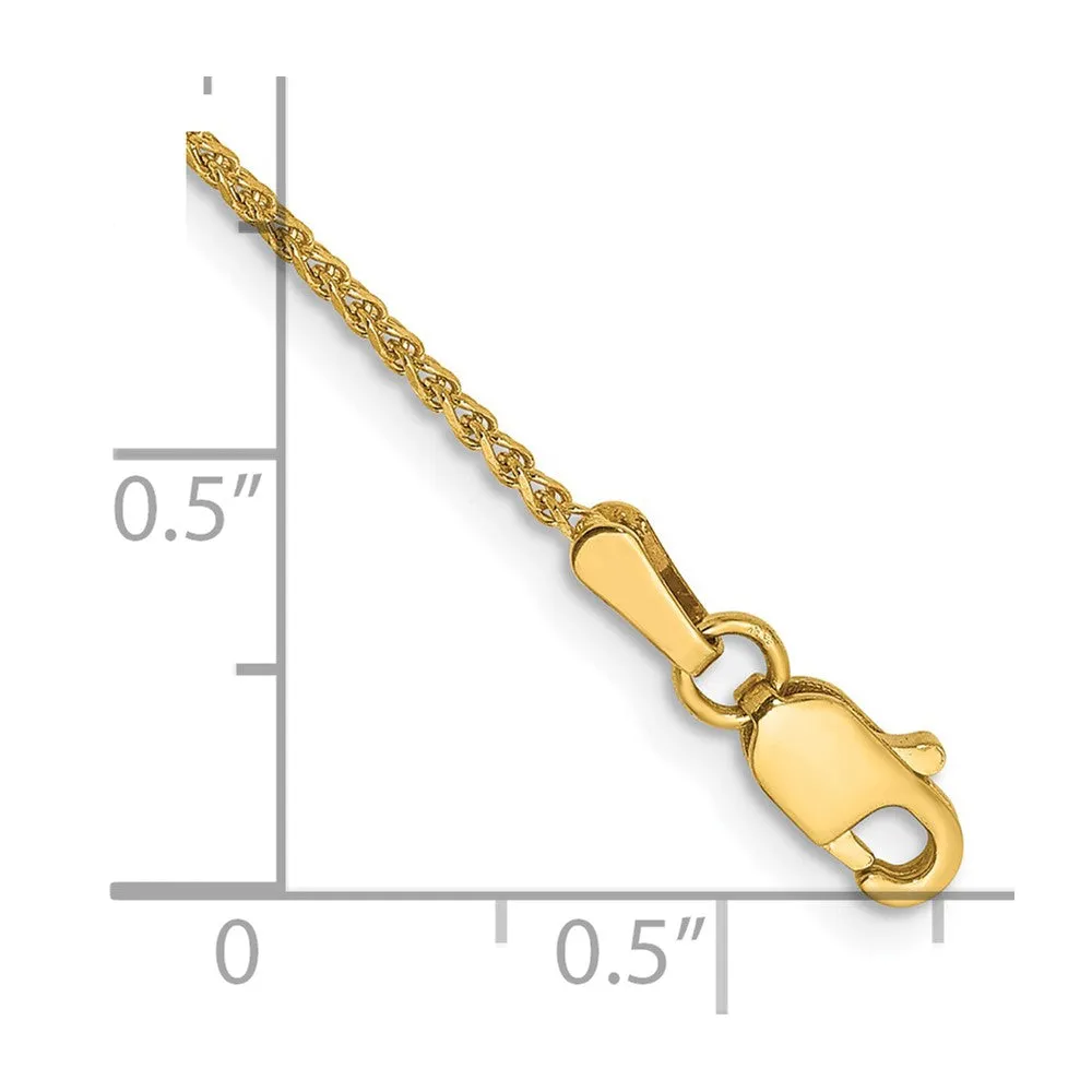 14K 9 inch 1.25mm Diamond-cut Spiga with Lobster Clasp Anklet