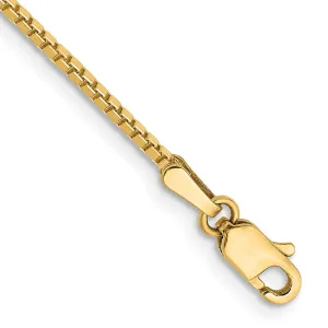 14K 9 inch 1.4mm Box with Lobster Clasp Anklet