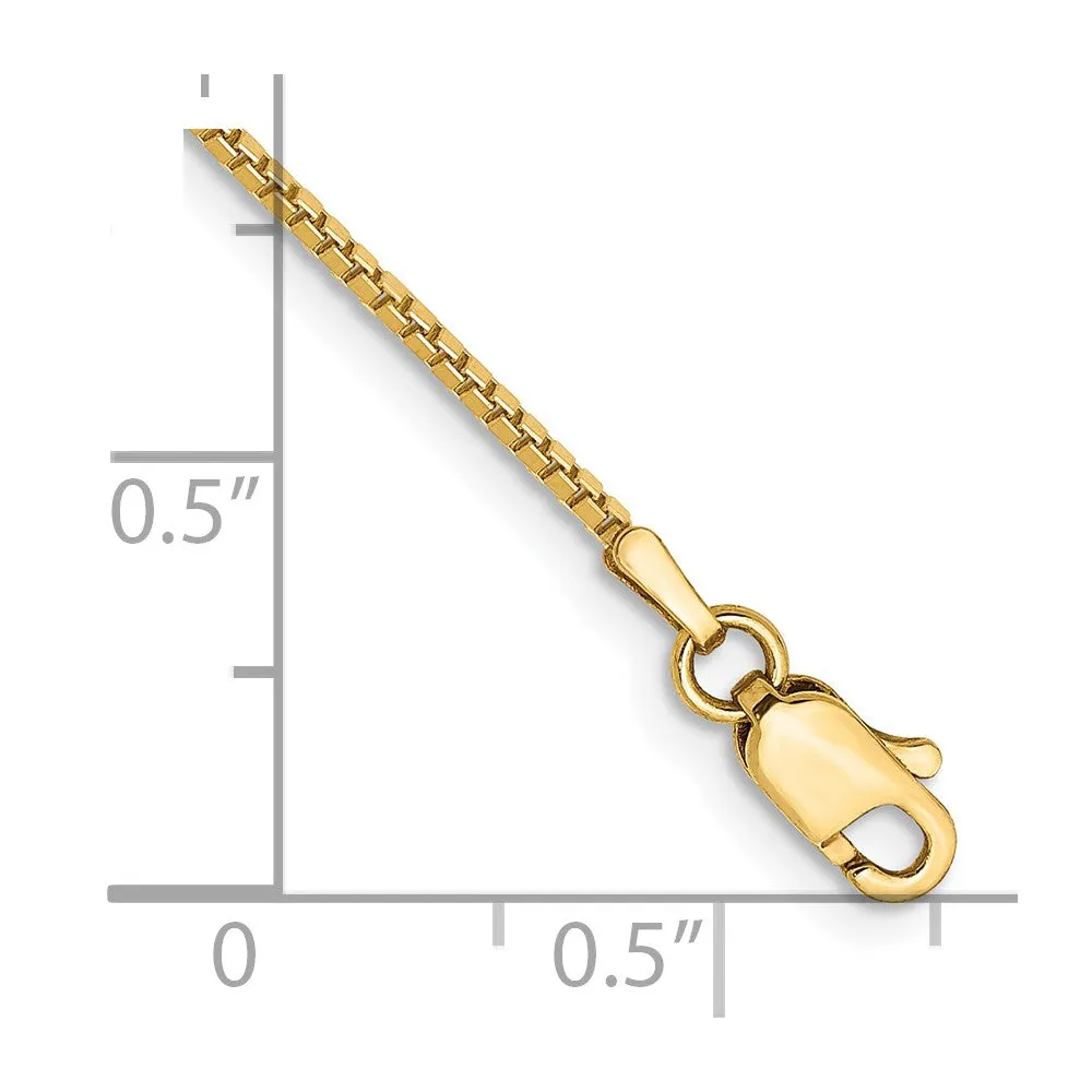 14K 9 inch 1mm Box with Lobster Clasp Anklet