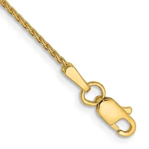 14K 9 inch 1mm Diamond-cut Parisian Wheat with Lobster Clasp Anklet