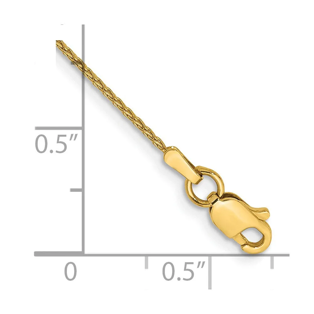 14k 9 inch 1mm Parisian Wheat with Lobster Clasp Anklet