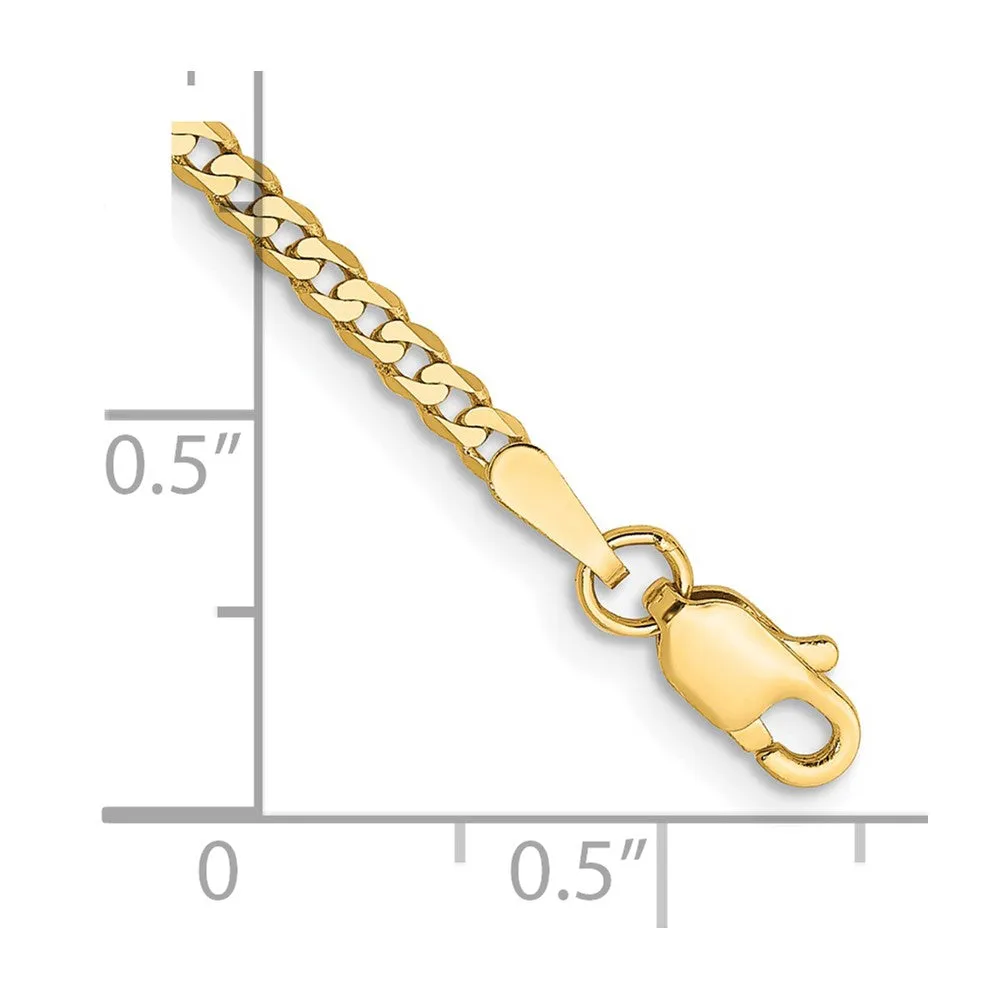 14K 9 inch 2.2mm Flat Beveled Curb with Lobster Clasp Anket