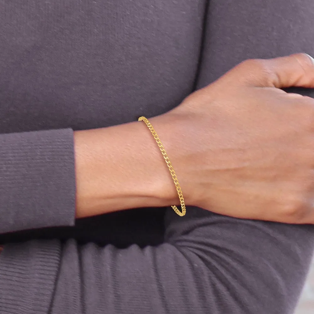 14K 9 inch 2.2mm Flat Beveled Curb with Lobster Clasp Anket