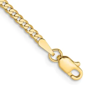 14K 9 inch 2.2mm Flat Beveled Curb with Lobster Clasp Anket