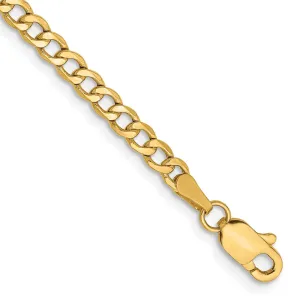 14K 9 inch 2.85mm Semi-Solid Curb with Lobster Clasp Anklet